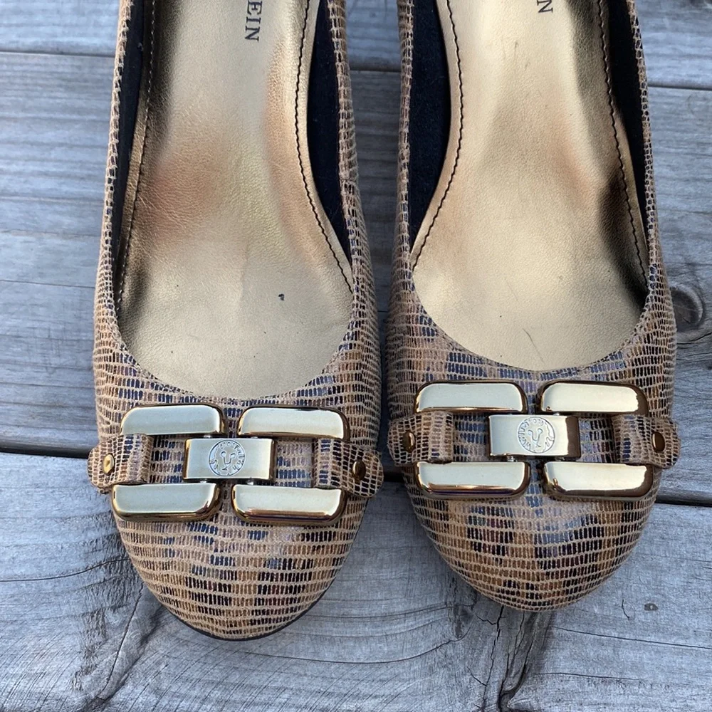 Anne Klein Cheetah Iflex Fannon Gold Pump Heels Size 6